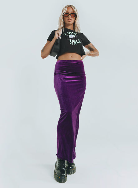 purple velvet skirt maxi