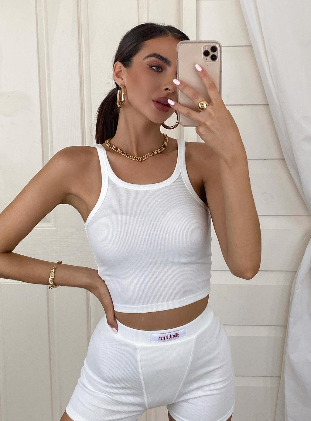 thick white biker shorts