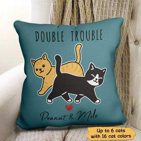Trouble makers cat personalized pillow