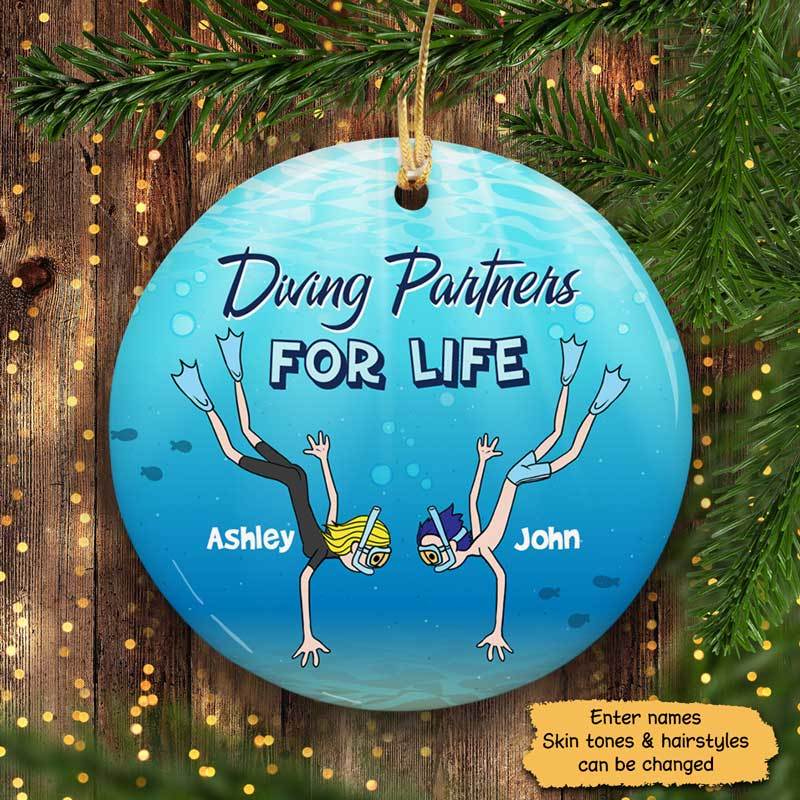 Diving Partners For Life Personalized Circle Ornament