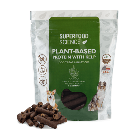 superfood science plant based dog treats mini sticks jerky outside green