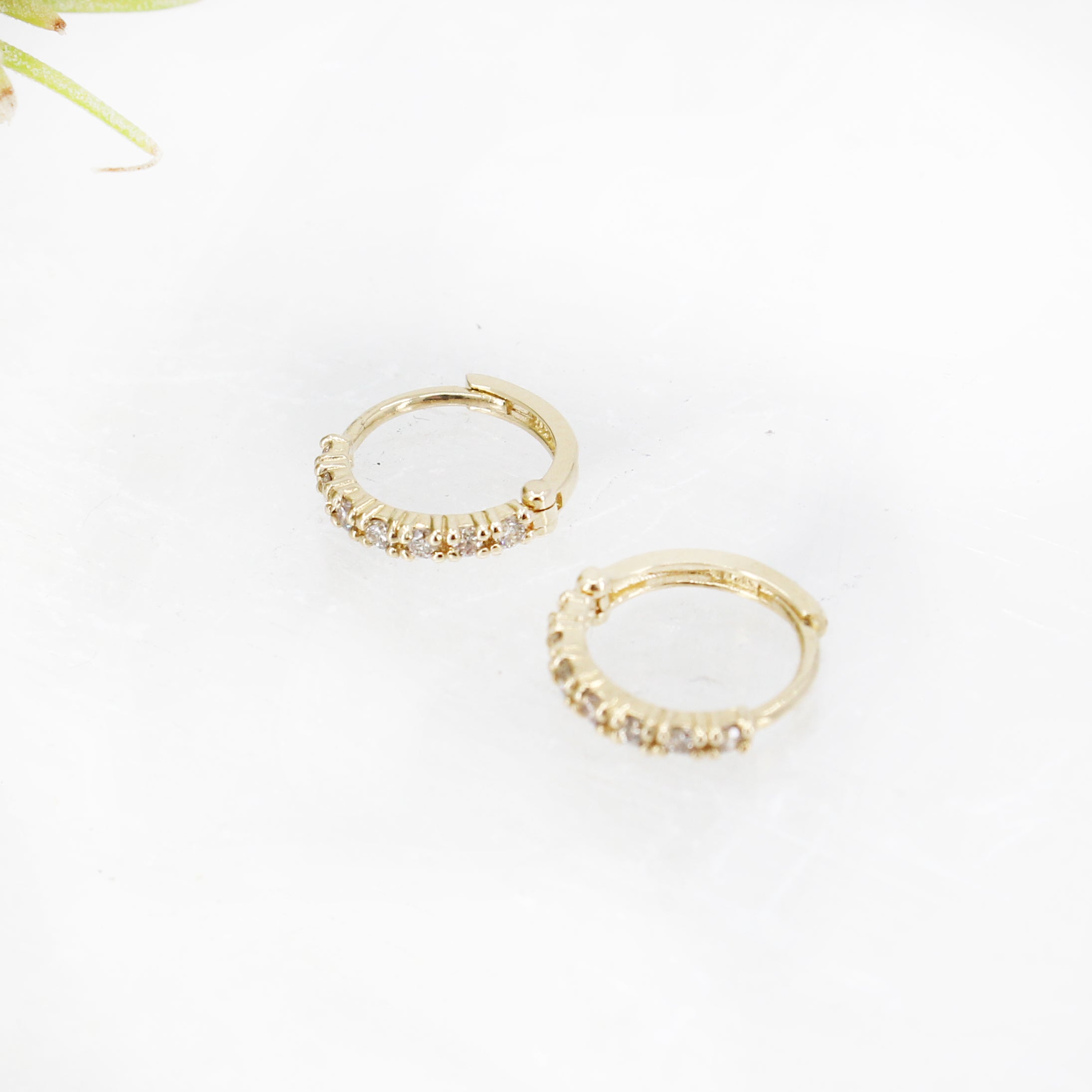 14k + Pavé Diamond Huggers – Common Ground