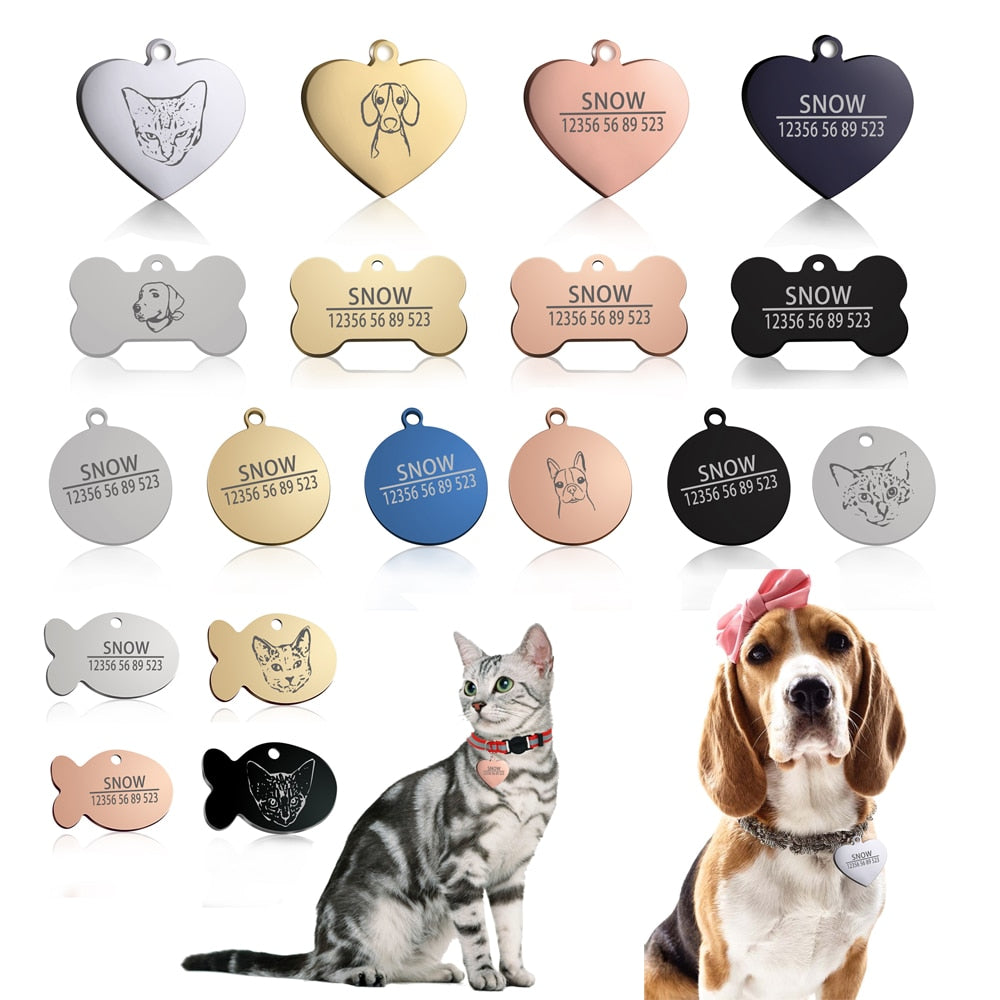 Personalised Engraved Dog Cat Tag Puppy Name ID Tag Bone Tag Collar – EDSG