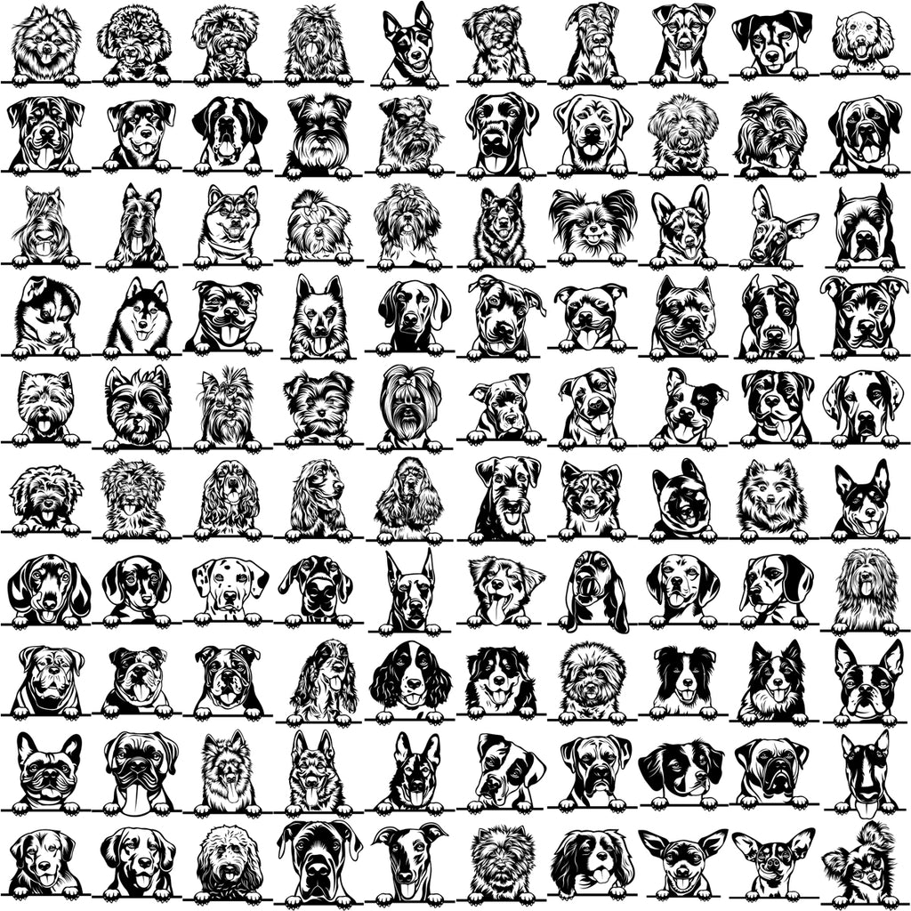 Download 100 DOG BREEDS PEEKING Black/White Designs Volume 02 ...