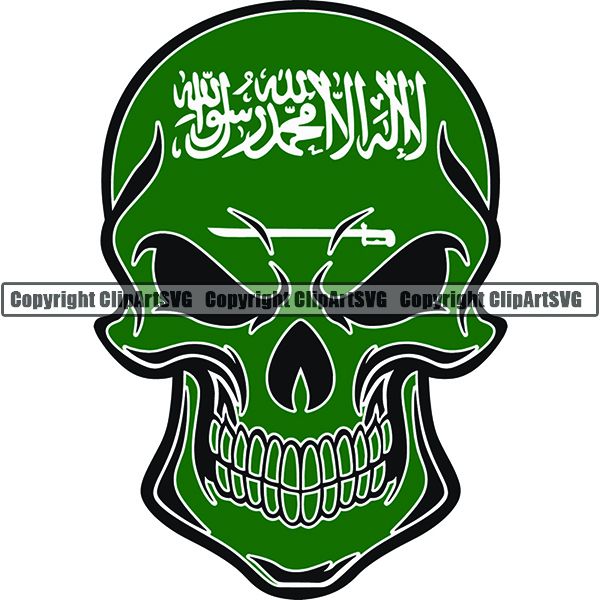 Download Country Flag Skull Saudi Arabia ClipArt SVG - ClipArt SVG