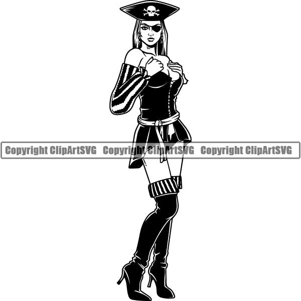 Download Pirate Sea Gangster Criminal Warrior Woman ClipArt SVG - ClipArt SVG