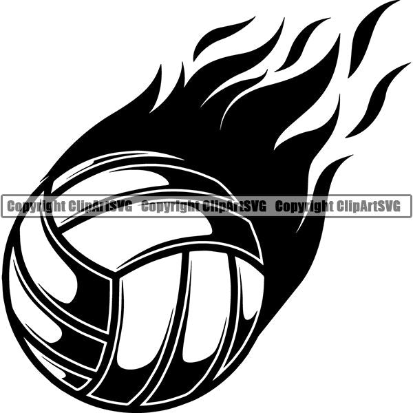 Sports Game Volleyball Fire ClipArt SVG – ClipArt SVG