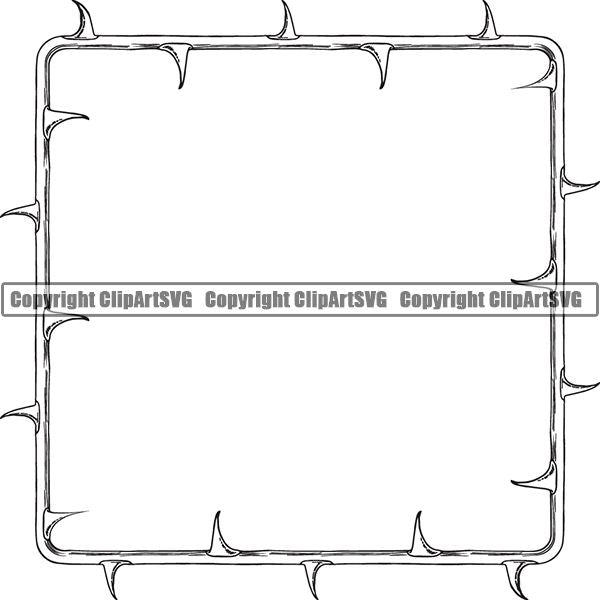 Nature Flower Rose Stem Thorns Frame Border White Square.jpg – ClipArt SVG