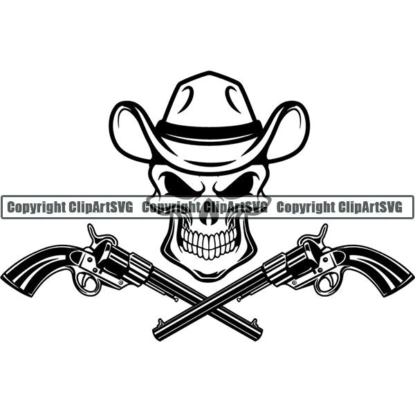 Download Occupation Cowboy Skull Guns Crossed ClipArt SVG - ClipArt SVG