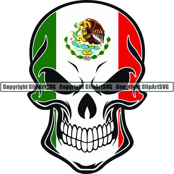 Download Country Flag Skull Mexico ClipArt SVG - ClipArt SVG