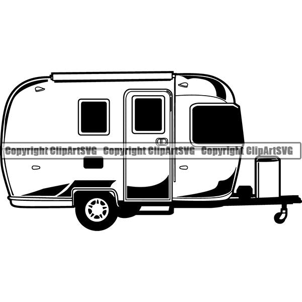 Camping Camper Recreational Vehicle RV Trailer Hiking Logo Clipart SVG ...
