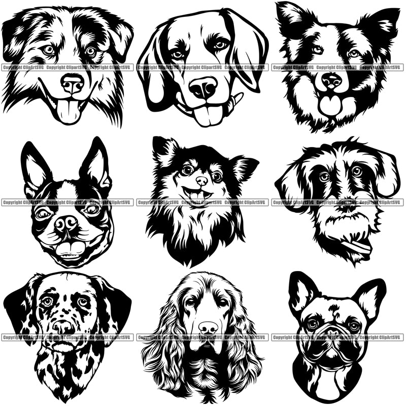 Dogs Head Black And White Clipart Svg