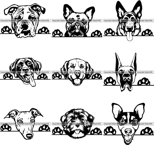 Download 27 World Famous Peeking Dog Breed Top Selling Designs Super Bundle Clipart Svg Clipart Svg