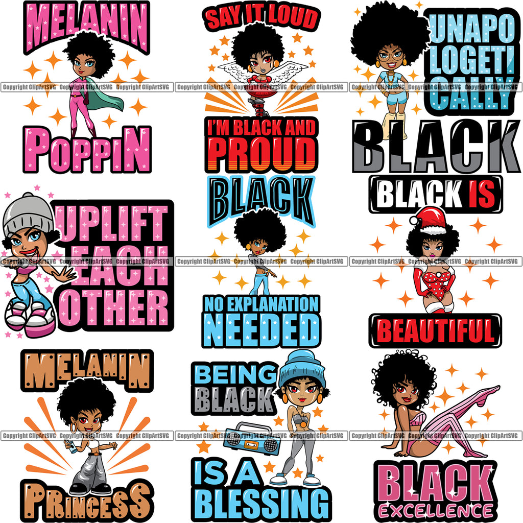 Download 9 Black Women Big Eyes Quote African American Afro Nubian Queen Bundle Clipart Svg Clipart Svg