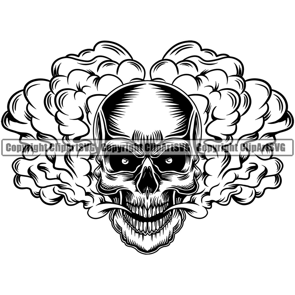 Smoke Head Scary Skull Head Evil Horror Tattoo Skeleton Grunge Gothic ...