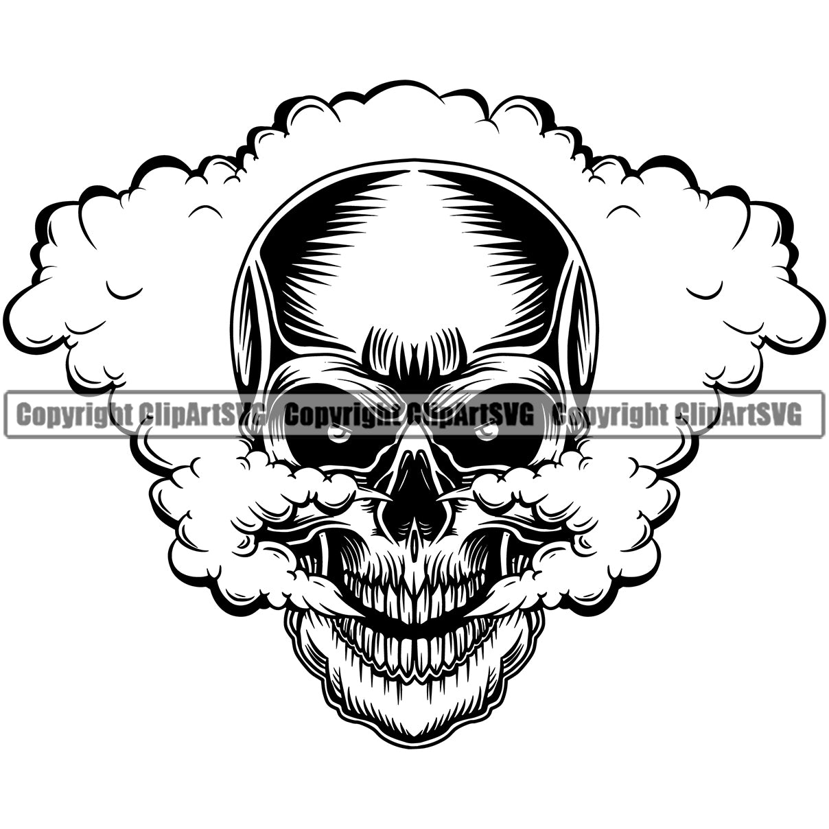 Double Smoke Head Design Death Halloween Grunge Gothic Spooky Face ...