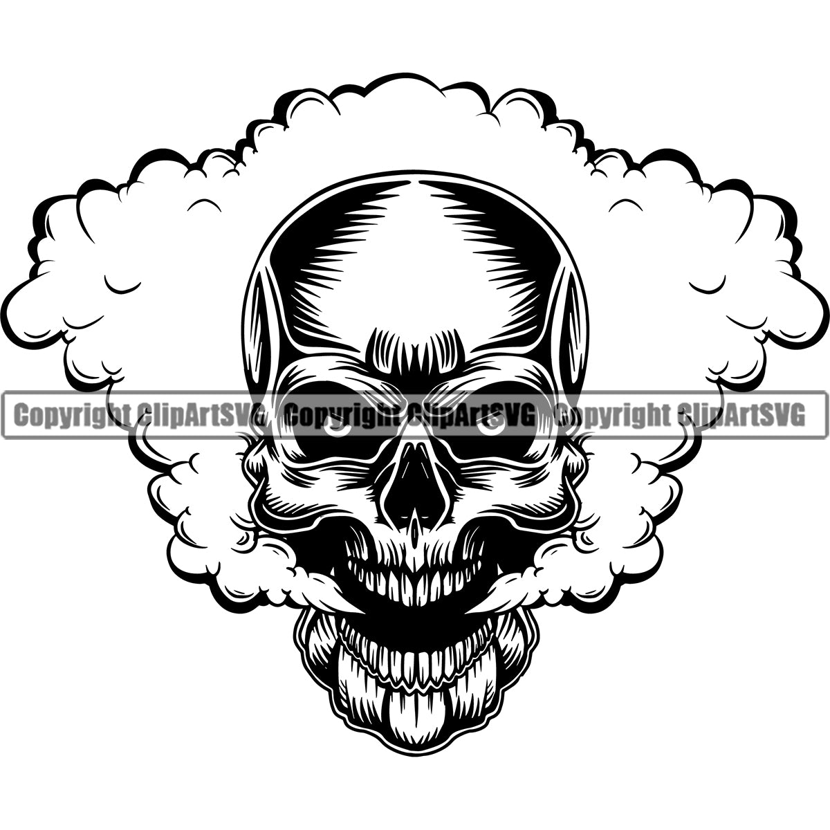 Skull Head Smoke Coming Out Of Mouth Illustration Dead Horror Skeleton ...