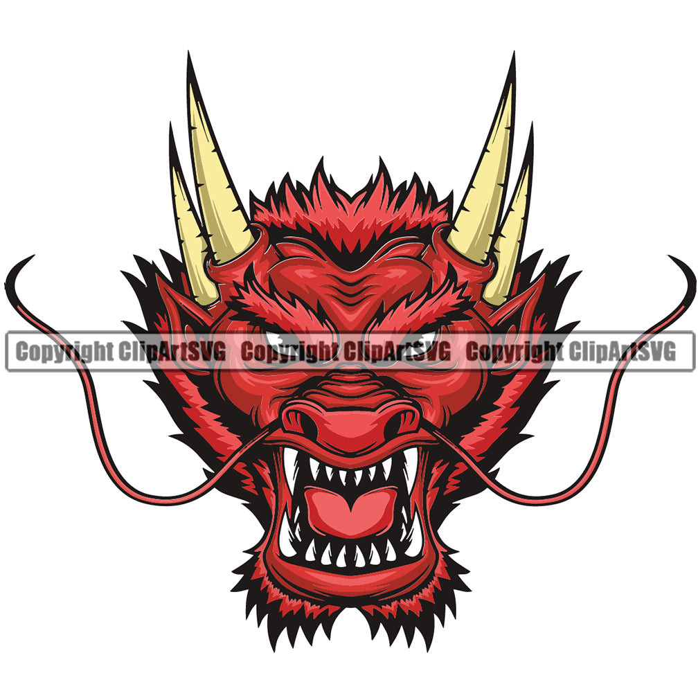 Dragon Dragons Mascot Animal Oriental Angry Monster Head Vector Sports ...