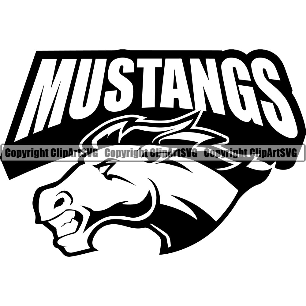 Animal Horse Mustang Vector Illustration Text Design Sports Team Mascot ...