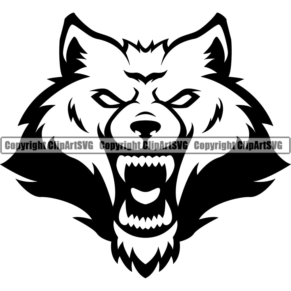Wolf Angry Face Long Sharp Horror Teeth Sports Team Mascot Game Fantasy ...