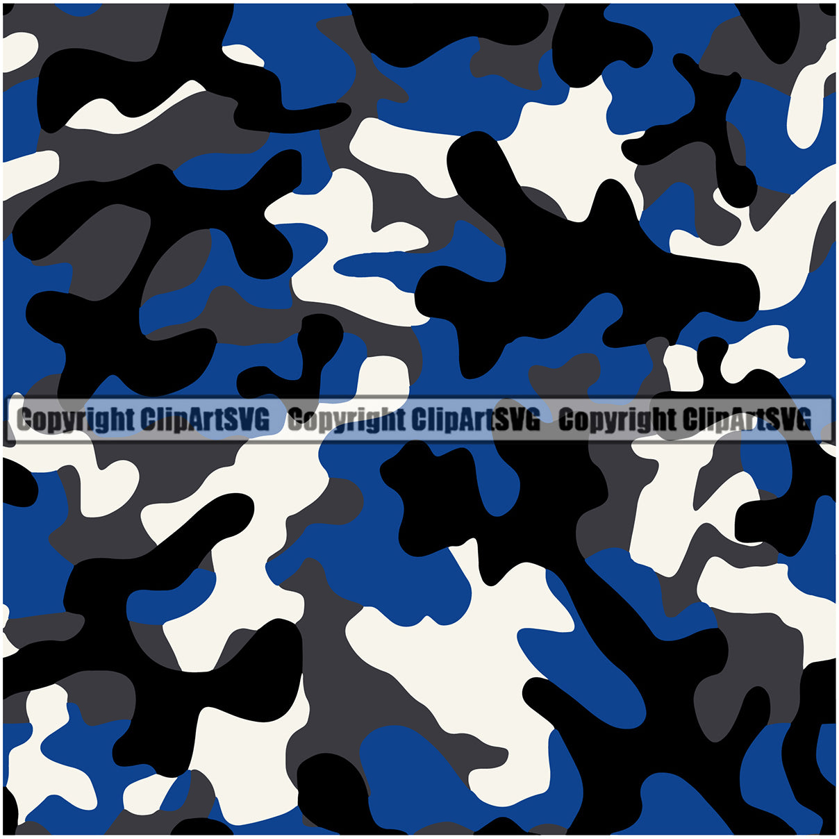 Camo Camouflage Design Seamless Pattern Black Blue Color Vector Army ...