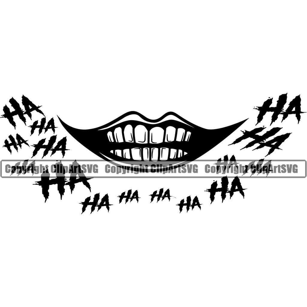 Lips Ha Ha Text With Clown Mouth Design Element Face Position Head ...