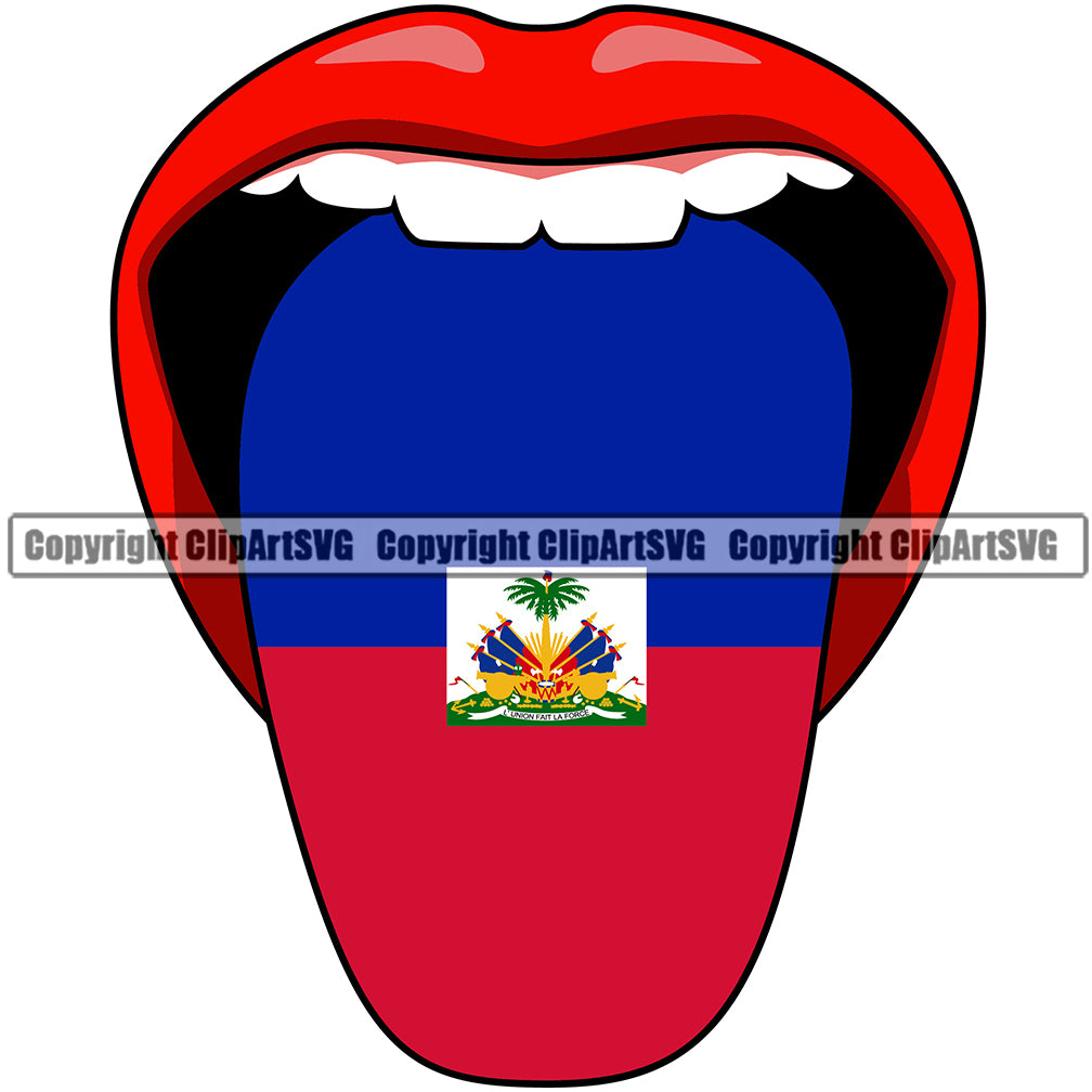 Country Map Nation National Haiti Lips Tongue Open Mouth Color Design ...