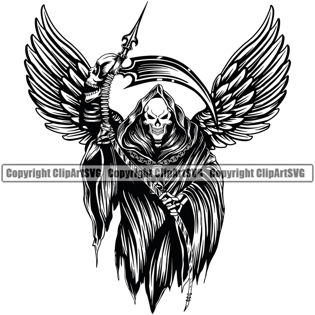 grim reaper with angel wings drawing