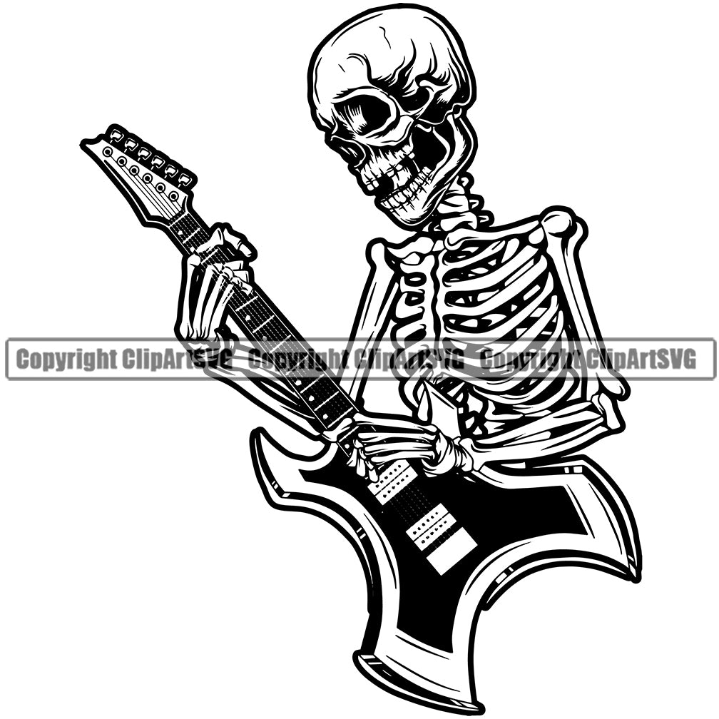 Skull Skeleton Heavy Metal White Background Design Element Musical ...