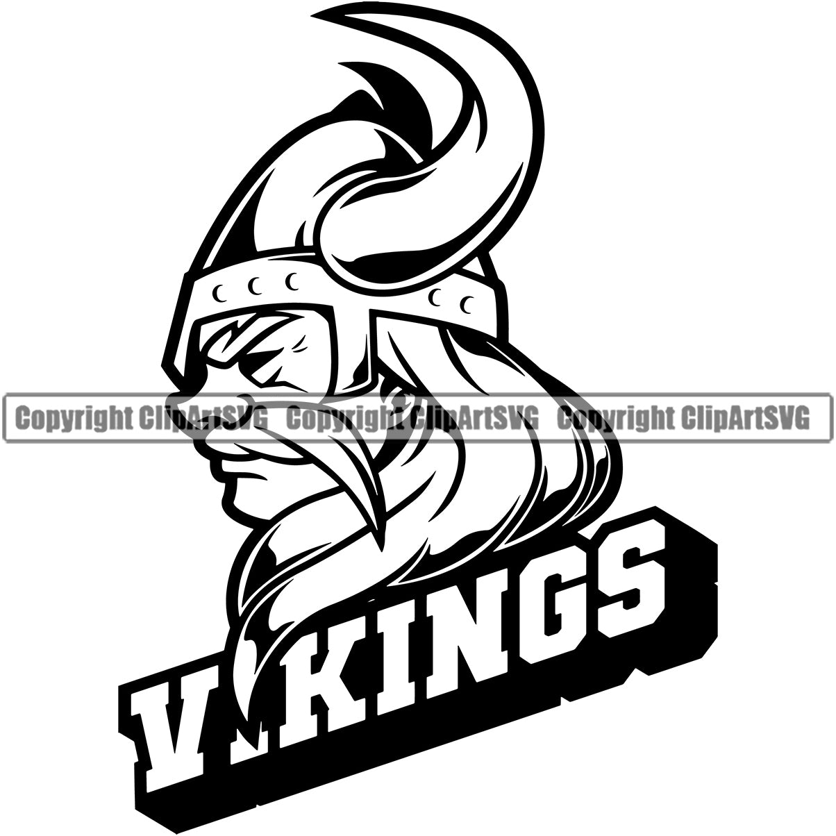 Vikings Mustache Long Hairs Mascot Ancient Viking Horns Helmet Sideview ...