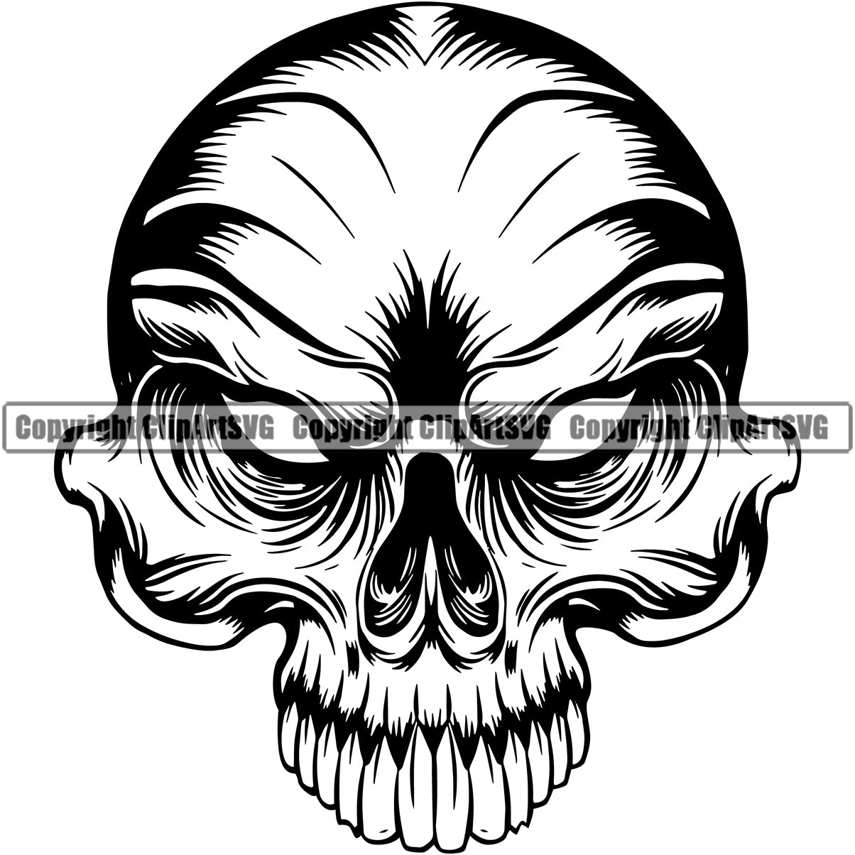 Black And White Skull Skeleton Half Face Design Element Vector Death ...