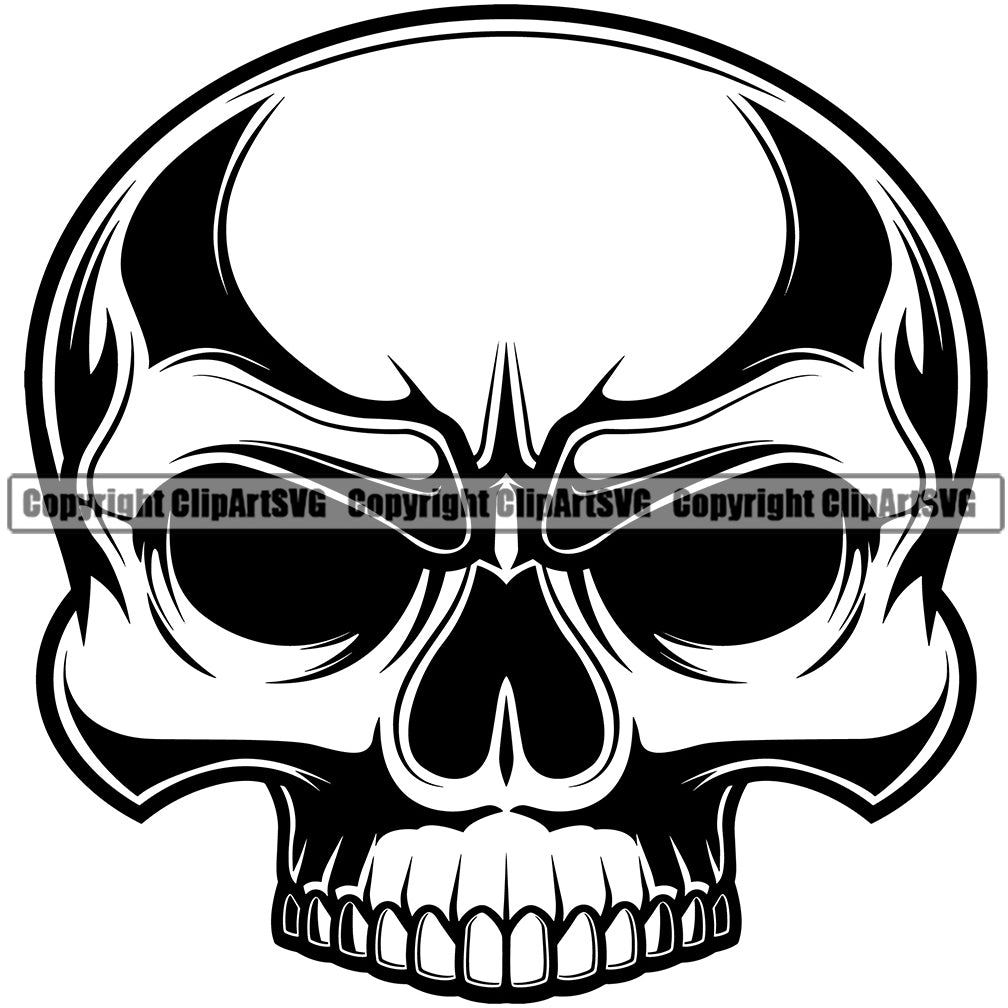 Black And White Skull Skeleton Half Face Design Element BW Death Head ...