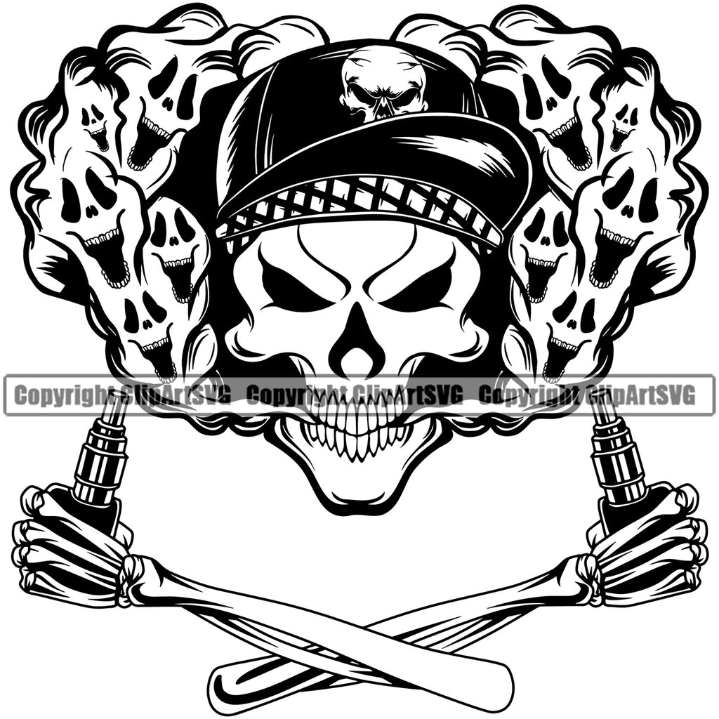 Smoking Skull Skeleton Holding Vape Crossed Hand Design Wearing Cap ...