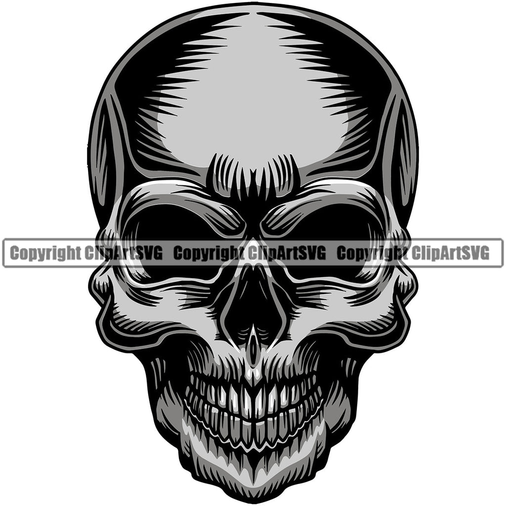 Scary Skull Skeleton Head Evil Horror Tattoo No Eyes Mouth Closed Logo ...