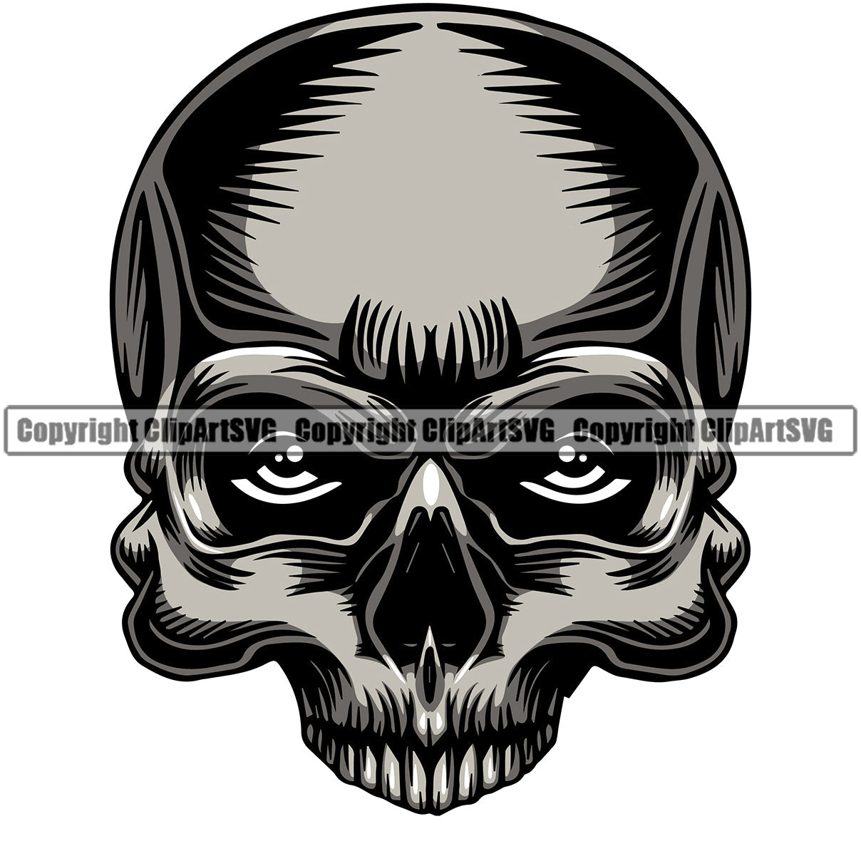 Scary Skull Skeleton Head Evil Horror Real Eyes Tattoo Mouth Closed ...