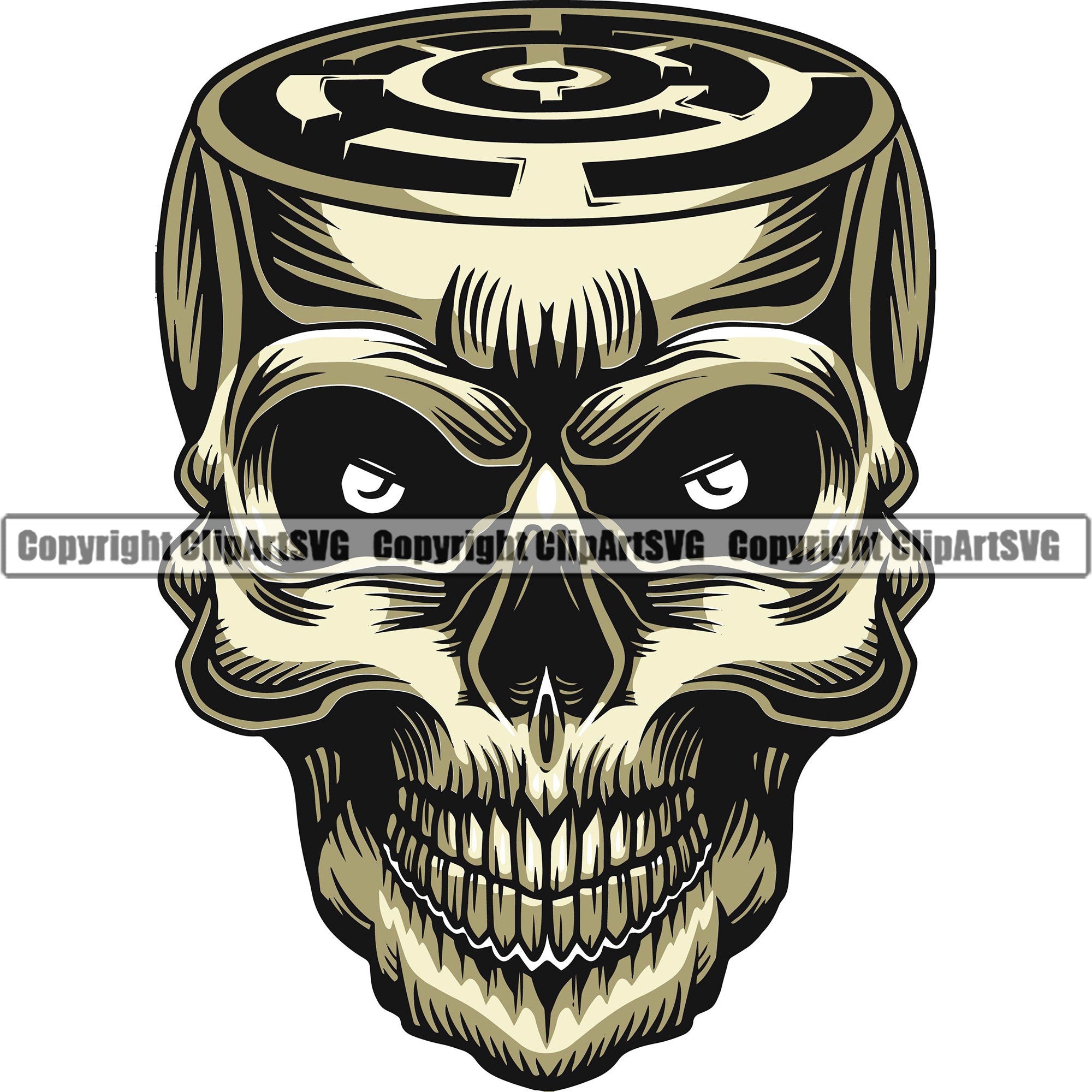 Skull Head Skeleton Face Scary Skull Dead Head Evil Kill Killer Maze Color Tattoo Satan Devil Vintage Design Element Logo Clipart SVG