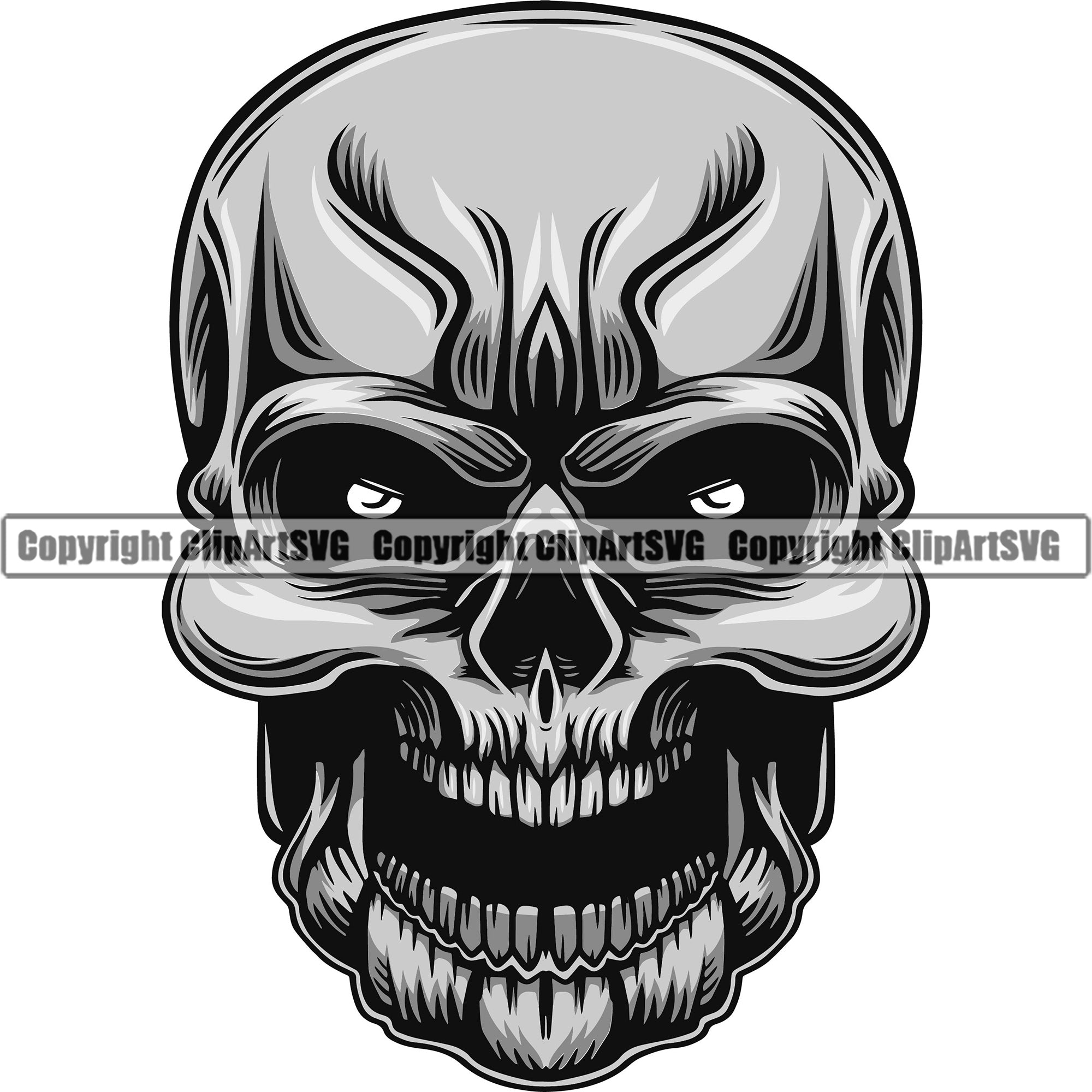 Scary Skull Skeleton Head Evil Horror Bullet Eyes Mouth Open Yelling ...
