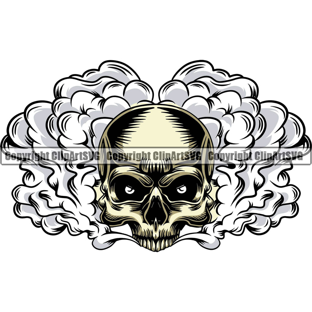 Scary Skull Skeleton Head Evil Horror Tattoo Smoking Half Head Have ...