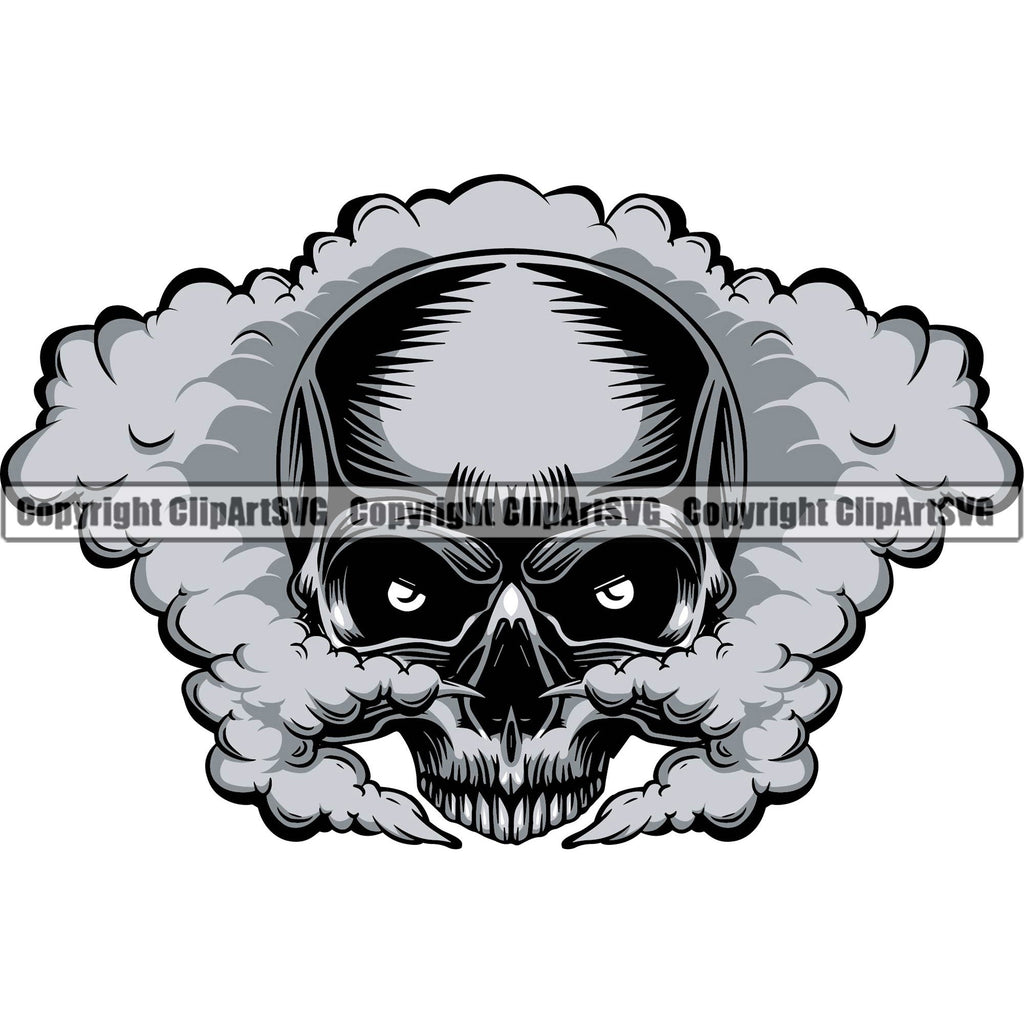 Scary Skull Skeleton Head Evil Horror Tattoo Smoking Half Head Have ...