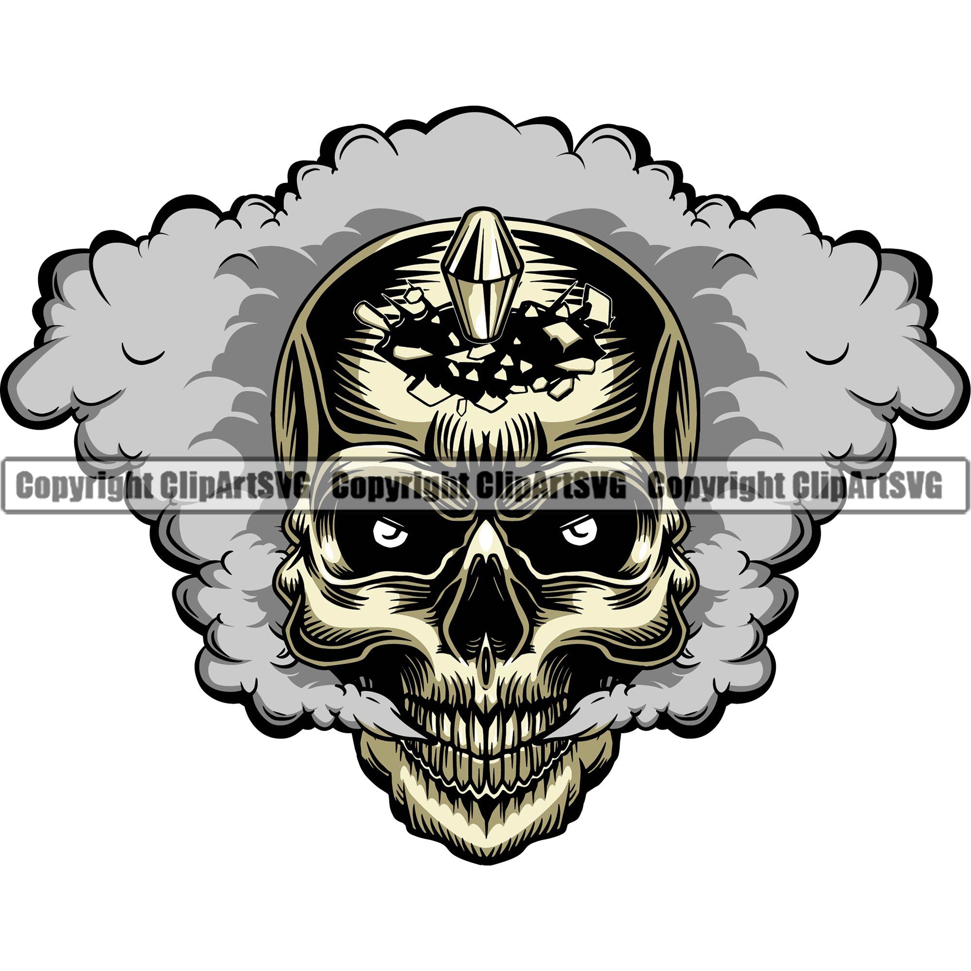 Scary Skull Skeleton Head Evil Horror Tattoo Smoking Mouth Closed Ghost ...