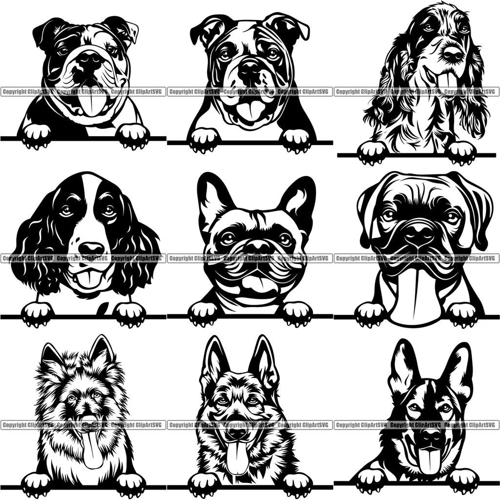 Download 100 DOG BREEDS PEEKING Black/White Designs Volume 02 ...