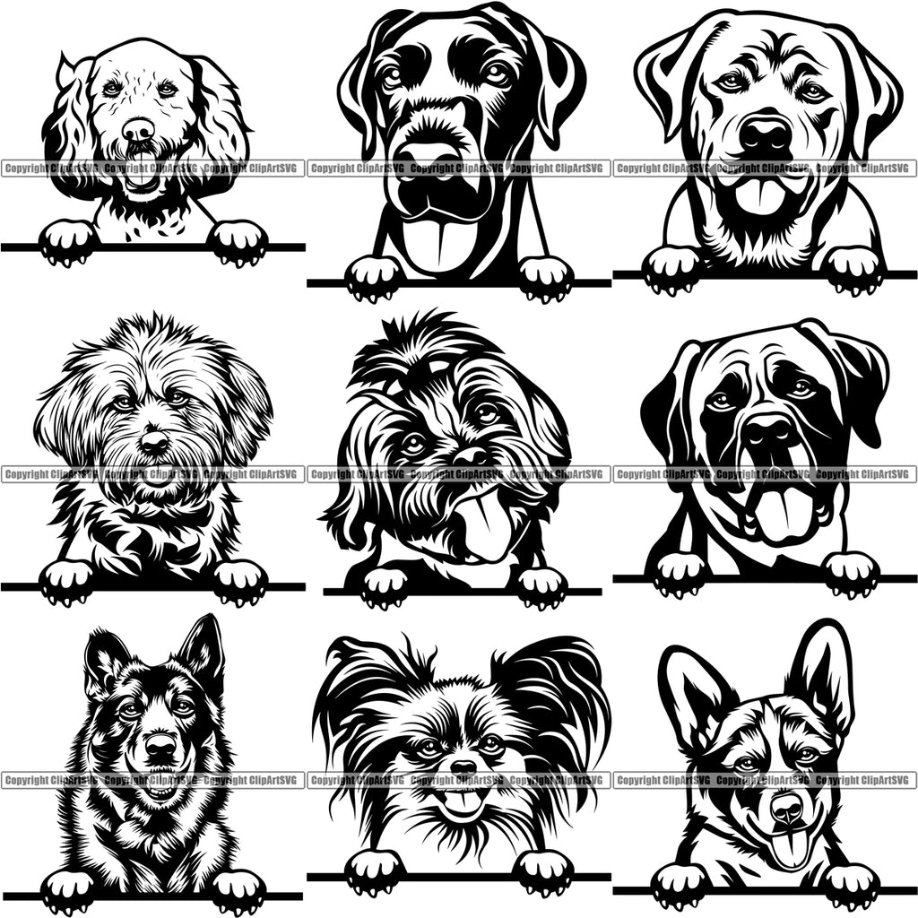 100 DOG BREEDS PEEKING Black/White Designs Volume 02 ...