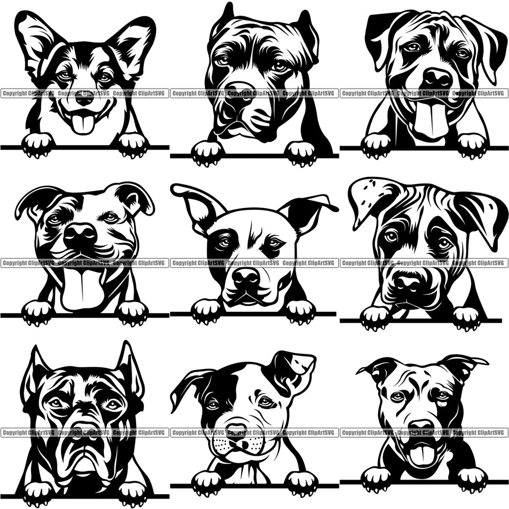 Download 100 DOG BREEDS PEEKING Designs Black/White Volume 01 ...