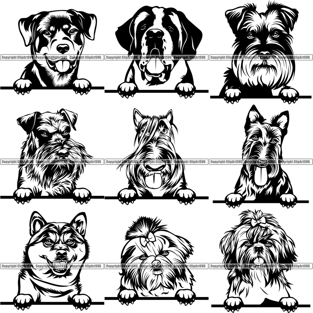 Download 100 DOG BREEDS PEEKING Black/White Designs Volume 02 ...