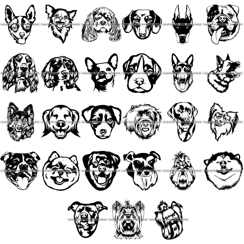 27 Dog Breed Head Face Designs SUPER VALUE BUNDLE ClipArt SVG – ClipArt SVG