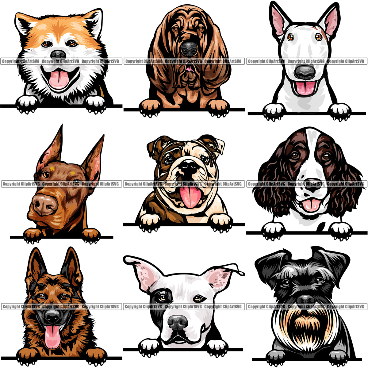 Download 9 Dog Breed Peeking Peek-A-Boo Top Selling Color Designs ...