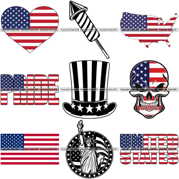 Download 9 Fourth 4th Of July Usa United States Flag America American Bundle Clipart Svg Clipart Svg