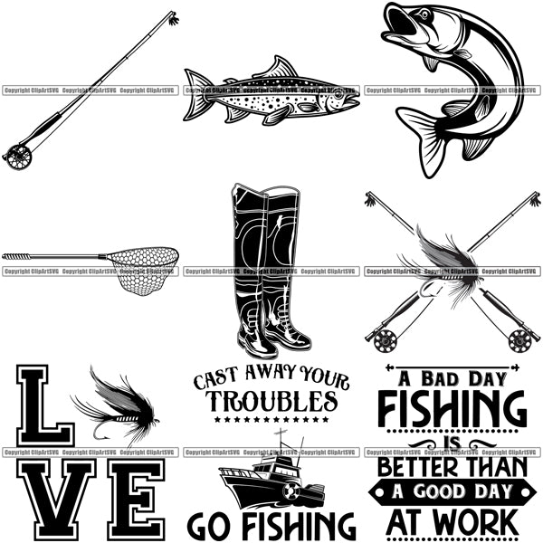 Download 27 Fly Fishing Design Elements Sport Game Fish Fisherman ...