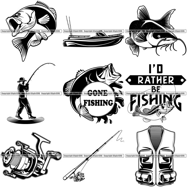 Download 9 Fishing Design Elements Sport Game Fish Fisherman ...