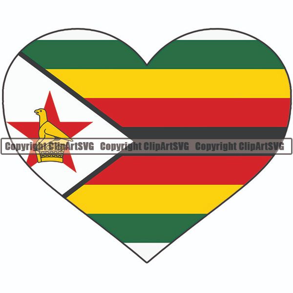 Country Flag Heart Zimbabwe ClipArt SVG - ClipArt SVG